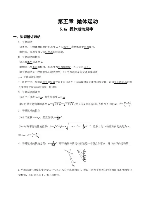 5.4抛体运动的规律-高一物理精讲与精练高分突破考点专题系列(新教材人教版必修第二册)