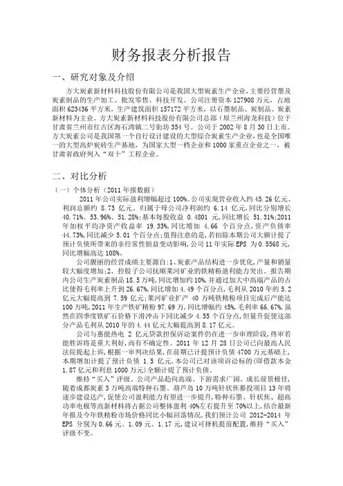 方大碳素 财务分析