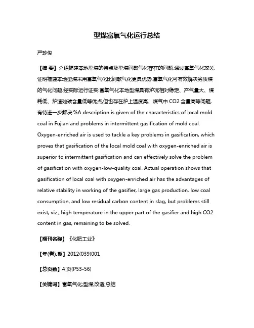 型煤富氧气化运行总结