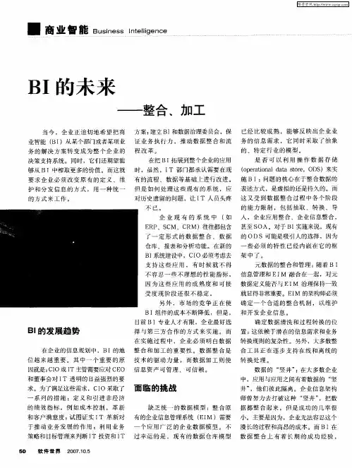BI的未来——整合、加工