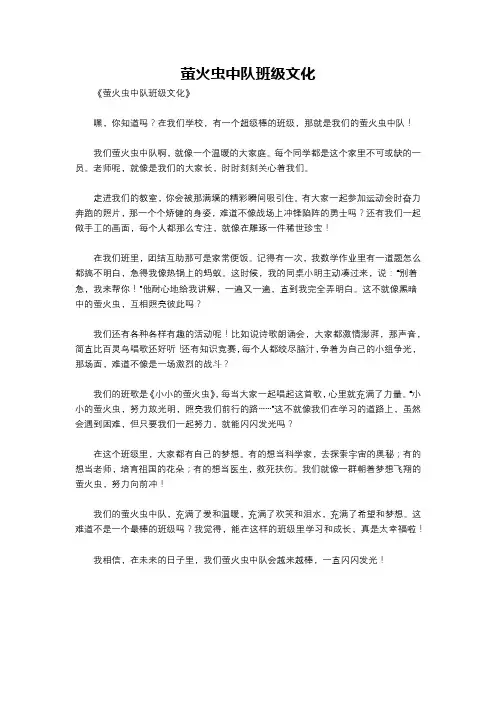 萤火虫中队班级文化