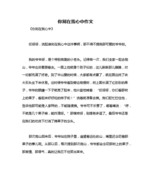 你刻在我心中作文