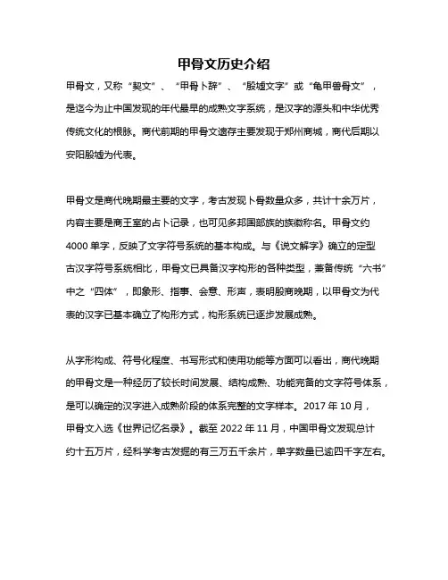 甲骨文历史介绍