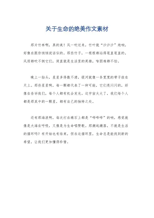 关于生命的绝美作文素材