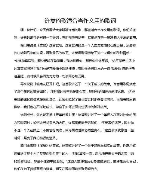 许嵩的歌适合当作文用的歌词
