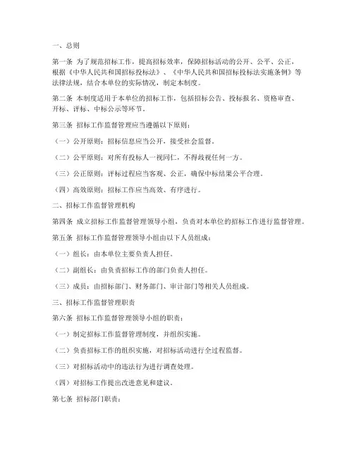 招标工作监督管理制度