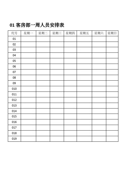 酒店客房日常检查管理表格汇总31个(最新实用酒店管理表格)