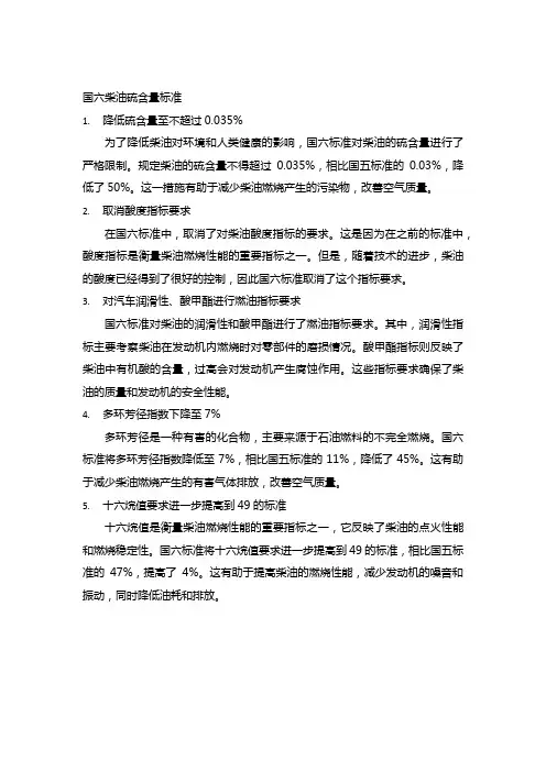 国六柴油硫含量标准