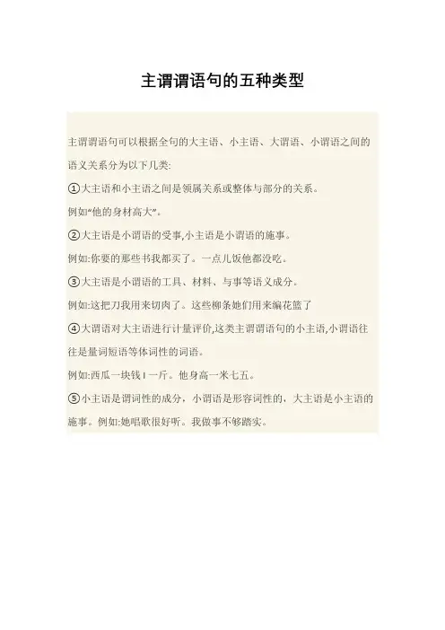 主谓谓语句的五种类型