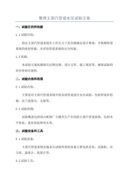 整理主蒸汽管道水压试验方案