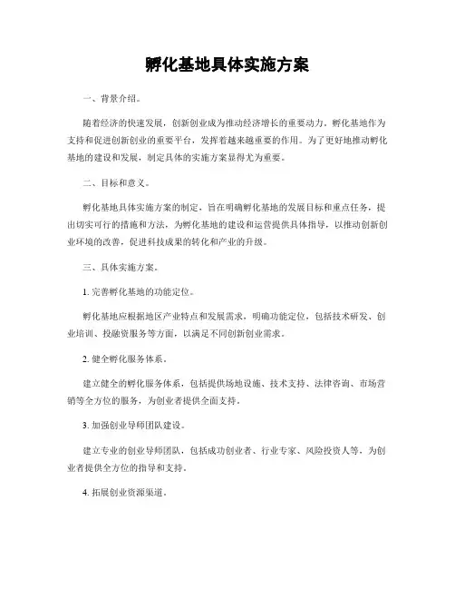 孵化基地具体实施方案