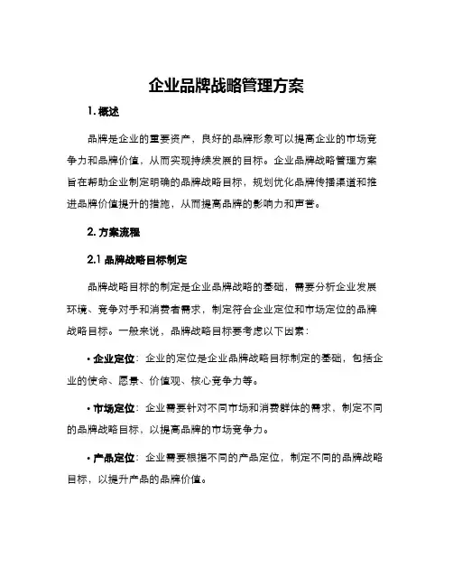 企业品牌战略管理方案