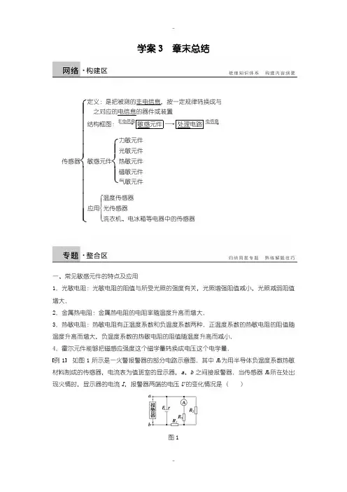 最新教科版高中物理选修3-2学案：第三章 传感器3章末总结 Word版含答案