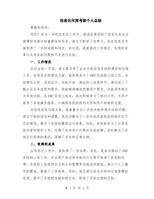 信息化年度考核个人总结