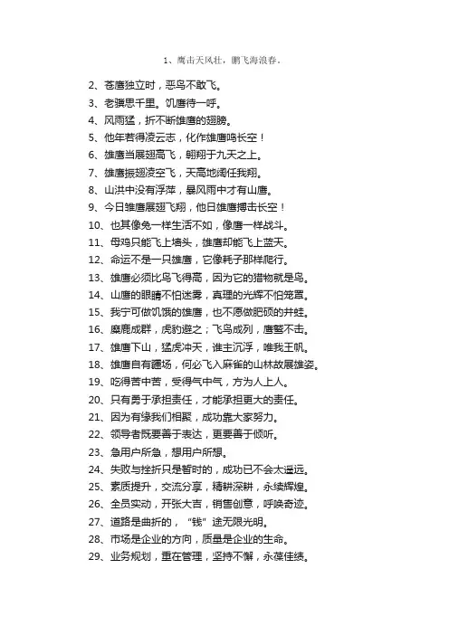 雄鹰的励志口号