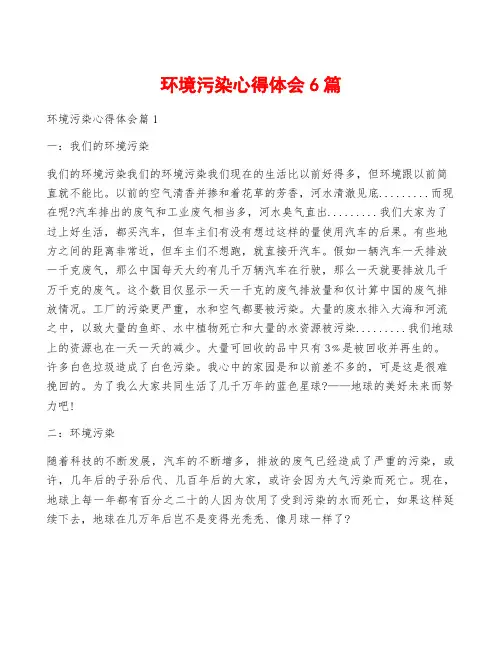 环境污染心得体会6篇