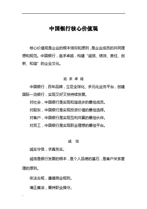 中国银行核心价值观