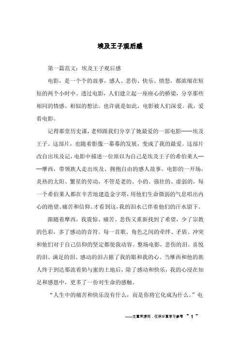 埃及王子观后感