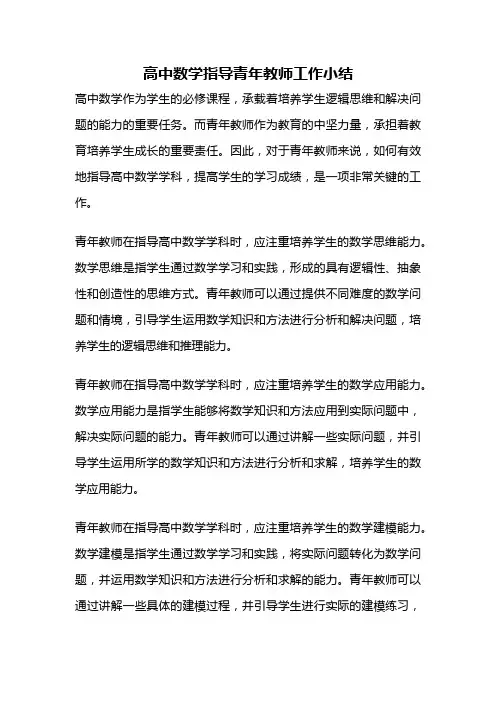 高中数学指导青年教师工作小结