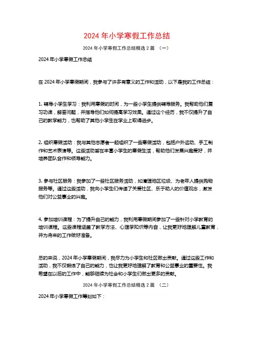 2024年小学寒假工作总结2篇