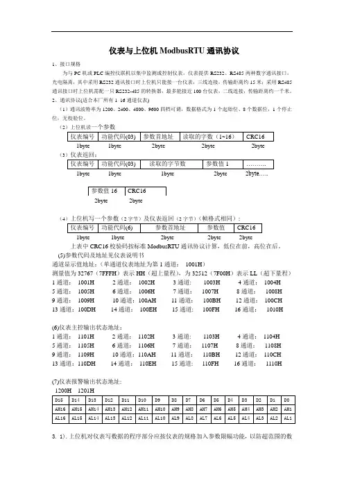 XMZ-J温度巡检仪上位机ModbusRTU通讯协议