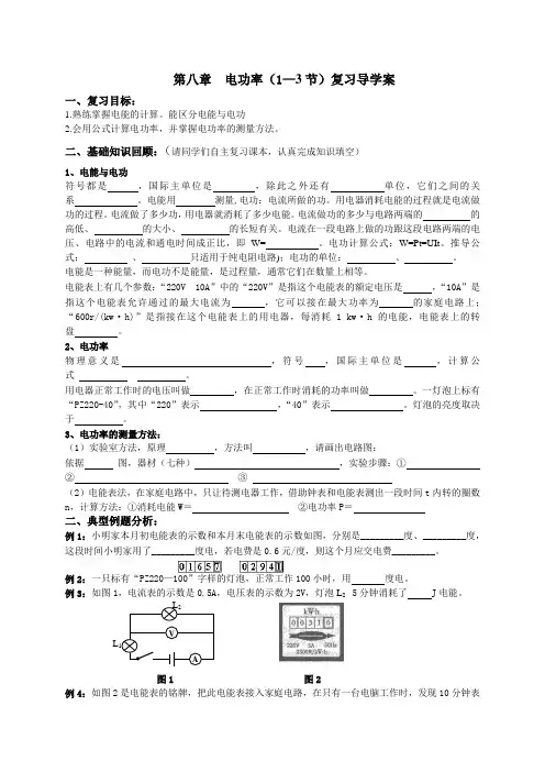 第八章电功率复习学案