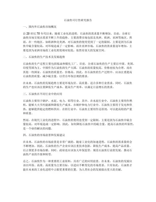 石油焦可行性研究报告