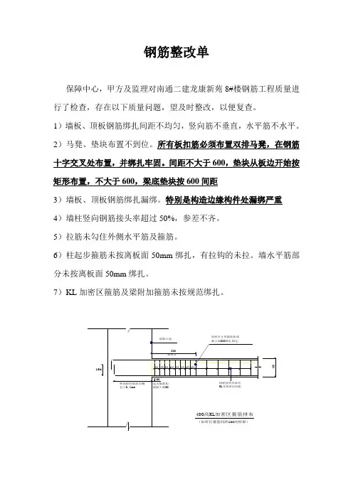 钢筋整改单