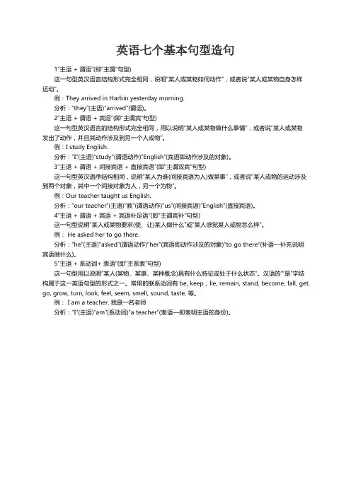 英语七个基本句型造句