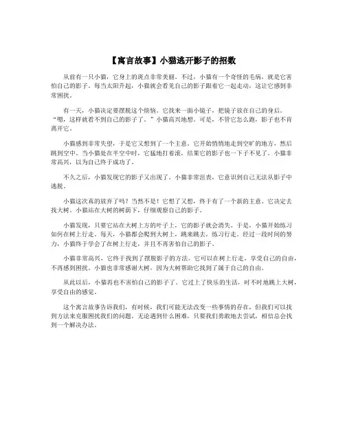 【寓言故事】小猫逃开影子的招数