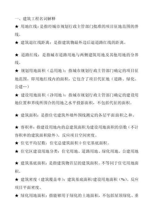 一、建筑工程名词解释建筑名词一、...