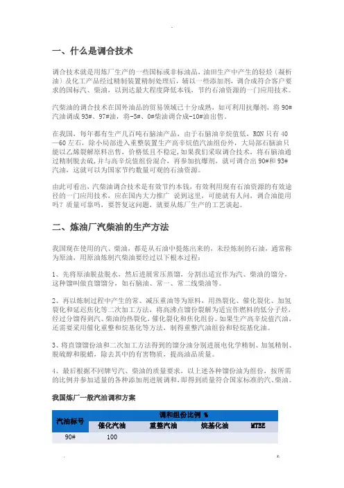 汽柴油调和知识