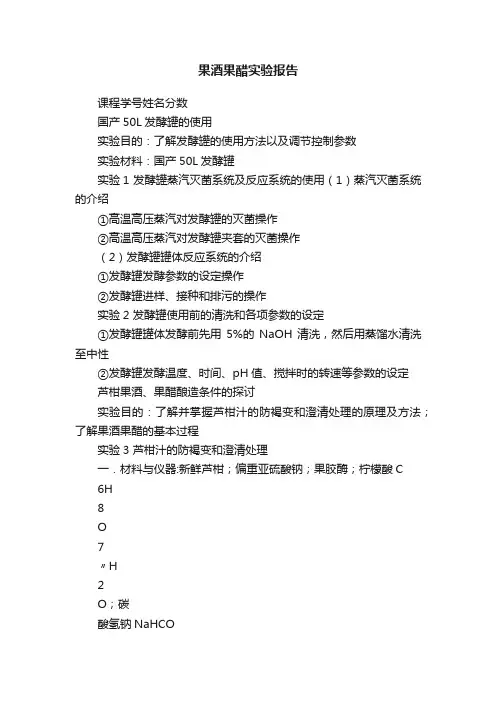 果酒果醋实验报告