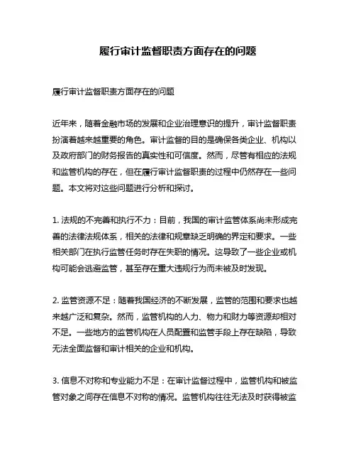 履行审计监督职责方面存在的问题