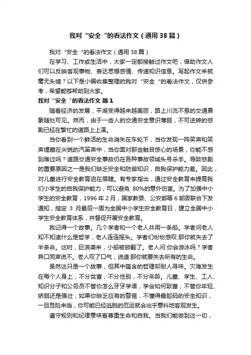 我对“安全“的看法作文（通用38篇）