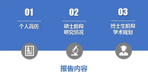蓝色简洁大学博士入学复试面试报告PPT