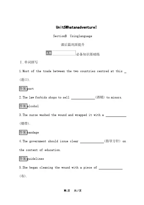 外研版高中英语必修第3册课后习题Unit 5 Section B Using language