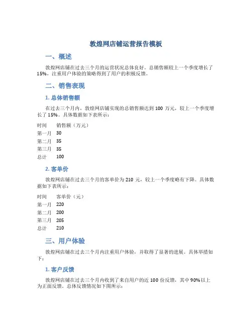 敦煌网店铺运营报告模板