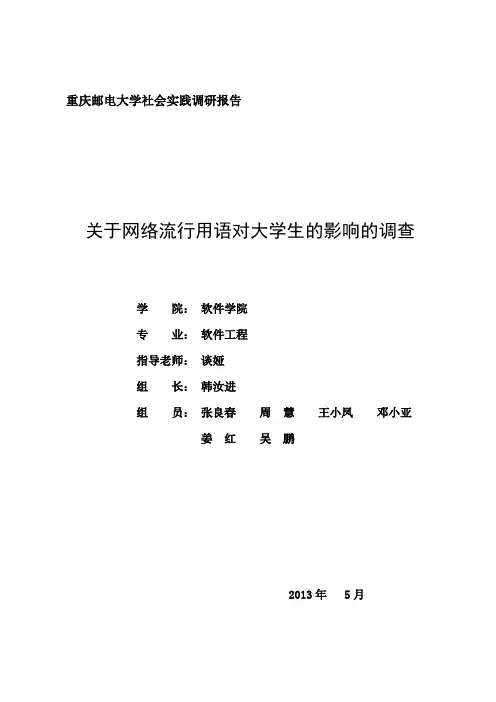 网络流行用语对大学生的影响调查报告