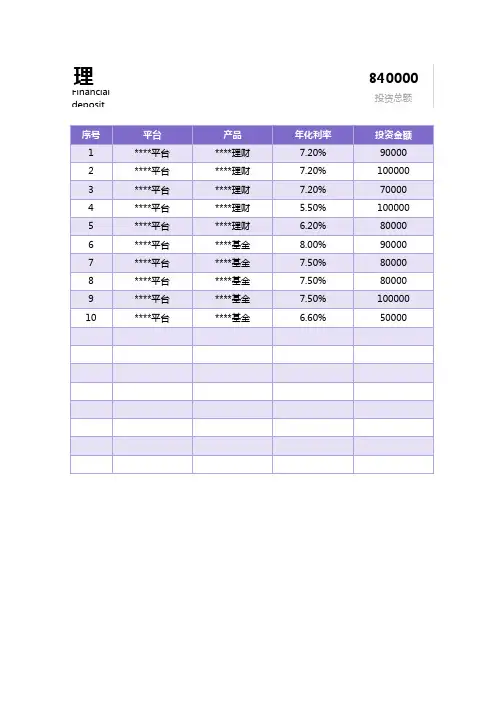 理财存款管理表excel模板