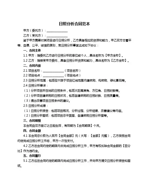 日照分析合同范本
