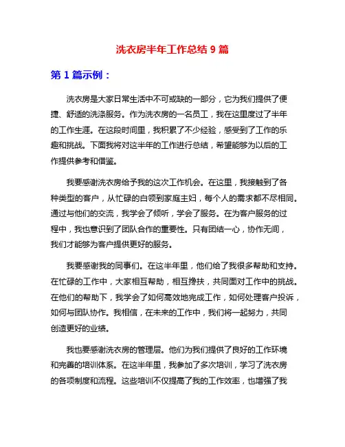 洗衣房半年工作总结9篇