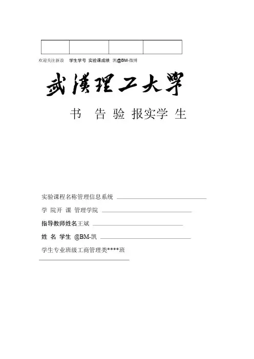 武汉理工大学管理信息系统分析方案