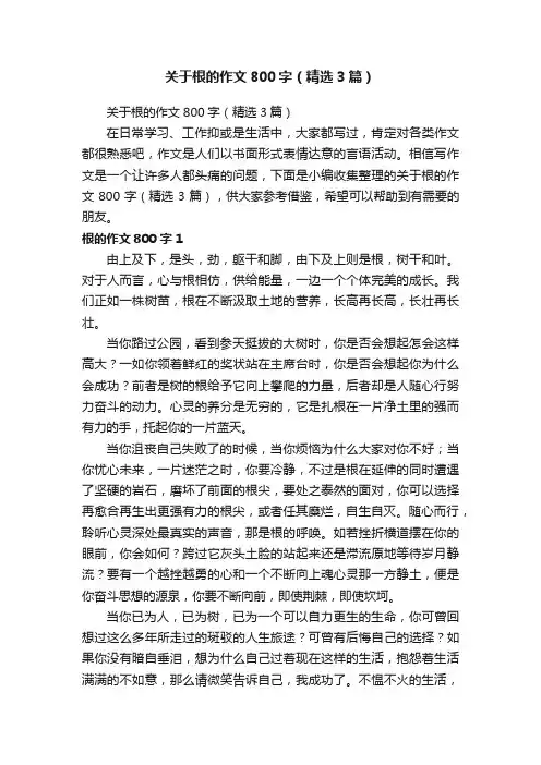 关于根的作文800字（精选3篇）