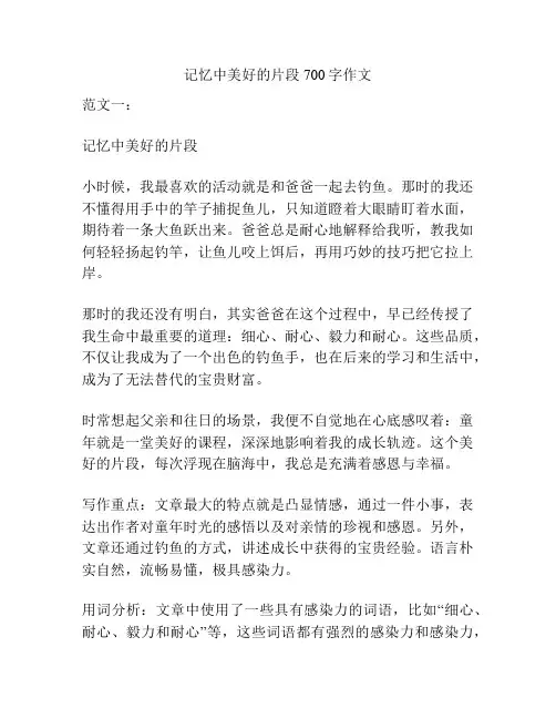 记忆中美好的片段700字作文