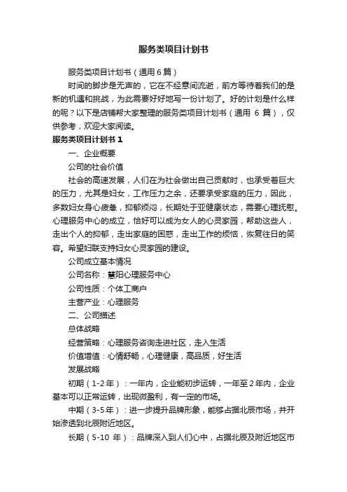 服务类项目计划书