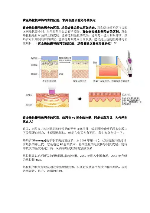 黄金热拉提和热玛吉的区别,求美者建议看完再做决定