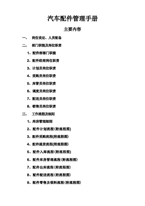 汽车配件管理手册