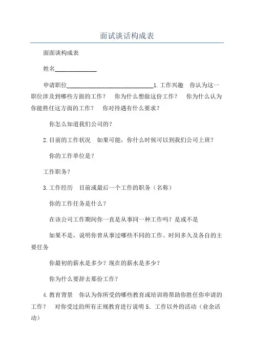 面试谈话构成表
