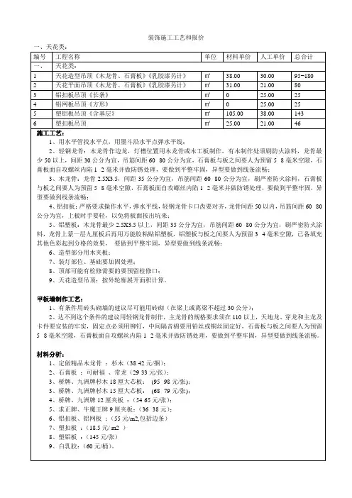 装饰施工工艺和报价